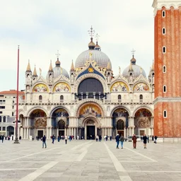 san marco church square, venice, italy, watercolor painting by joseph zbukvic