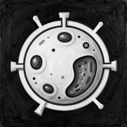 an illustration of an eukaryotic cell by picasso, cubic period, black and white painting