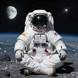 an astronaut meditating in space