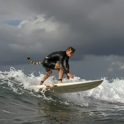 james ensor surfing on a cat 5 0 board feet in the air