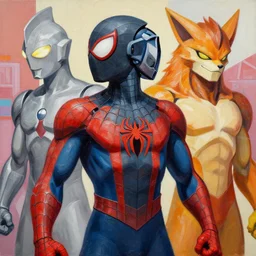 greg manchess portrait painting of armored spiderman ultraman grey fox from metal gear cyborg japanese - american hybrid as overwatch character, medium shot, asymmetrical, profile picture, organic painting, sunny day, matte painting, bold shapes, hard edges, street art, trending on artstation, by huang guangjian and ail elvgren and sachin teng
