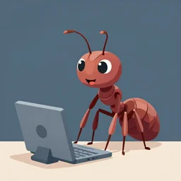 a giant ant looking for a job on the computer, 2 d graphics, vector art