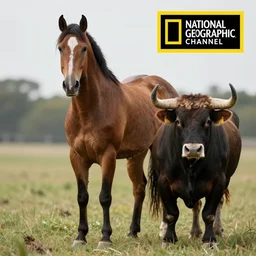 a hybrid between a horse and a bull, photography, award - winning, national geographic channel, discovery channel, 8 k