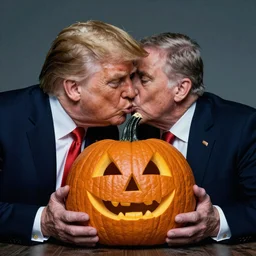 “Donald trump kissing a pumpkin, eerie, by zdzisław beksiński”