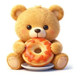 cute fluffy happy golden teddy bear eating large bagel with lox for breakfast, richard scary detailed illustration 4 k