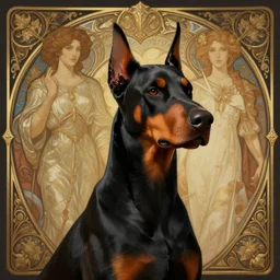 photography of a male anthropomorphic doberman, deep focus, d & d, fantasy, intricate, elegant, highly detailed, digital painting, artstation, concept art, matte, sharp focus, illustration, hearthstone, art by artgerm and greg rutkowski and alphonse mucha