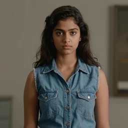 A young Indian woman wearing a sleeveless shirt, as Ripley from Alien (1979)