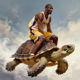 kobe bryant riding on a turtle in heaven, fantasy art, illustration, epic art, fantasy, intricate, elgant, amazing detail, digital painting, artstation, concept art, smooth, sharp focus