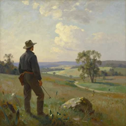 a beautiful painting of a serene landscape, by frederic remington, trending on artstation