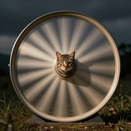 a cat, optical illusion rotating wheel