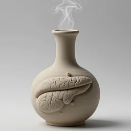 ceramic alembic of voices, vapour, air flow, clay, no humans, alchemy, steam, larynx, oesophagus texture, 8 k, unreal, high resolution,