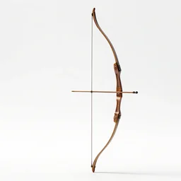 vintage longbow, clean 3d render, octane render, isolated on a pure white background, centered, entire object in frame, sharp focus, soft studio lighting