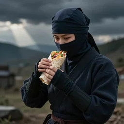 kunoichi eating a burrito