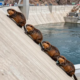 an group of beavers climbing up the grand hoover dam