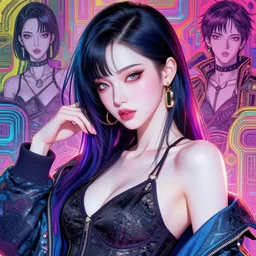 the portrait of an absurdly beautiful, graceful, elegant, sophisticated, fashionable cyberpunk gravure idol, an ultrafine hyperdetailed illustration by kim jung gi, irakli nadar, hong june hyung, intricate linework, bright colors, porcelain skin, unreal engine 5 highly rendered, global illumination, radiant light, detailed and intricate environment