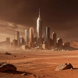 cityscape of a city on Mars, futuristic, cinematic lighting, concept art