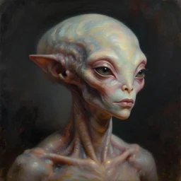 portrait of extraterrestrial lifeform, intelligent, dramatic lighting, painted by andreas rocha