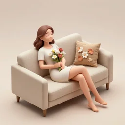 full body portraits, isometric view, women relaxing on a sofa, happy, flowers, absurdly beautiful, elegant, realistic ultrafine hyperrealistic detailed face illustration by amrita sher - gil, intricate linework, sharp focus, bright colors, matte, unreal engine highly rendered, global illumination, radiant light, intricate environment