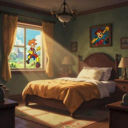 chrono trigger, photo cartoon illustration comics manga painting of bedroom environement : 6 fantasy environement, digital painting, unreal engine, 8 k, volumetric lighting, contrast by john kirby by carl warner and jim woodring, trending on artstation