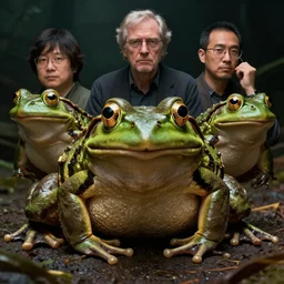 hyperrealistic image of bullfrog, by thomas eakes & greg rutkowski & xiang duan & mike judge, perfect symmetry, dim volumetric lighting, photorealistic, 8 k octane beautifully detailed render, post - processing, extremely hyper - detailed, intricate, epic composition, lifelike attributes, cinematic lighting, masterpiece, trending on artstation, very very detailed, stunning,
