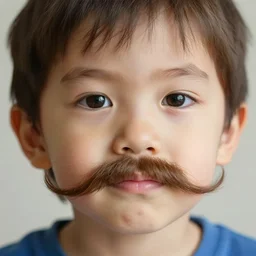 little kid with long beautiful mustache, 5 0 mm