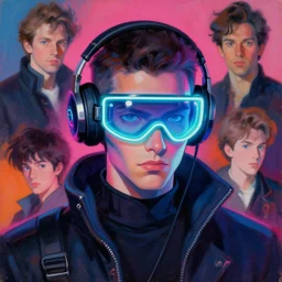 neon cyberpunk hacker with glowing geordi visor and headset headshot portrait painting by john singer sargent, kilian eng, john berkley, hayao miyazaki, j. c. leyendecker, mead schaeffer fashion photography