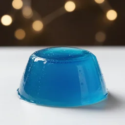 maya angelou made of blue gelatin, food photography, side angle, bokeh, studio lighting