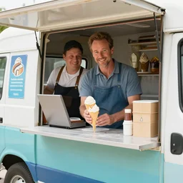 thomas shelby selling ice cream on a truck