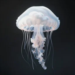 a white cloud that looks like a jelly fish, tentacles, realistic, studio lighting, hd, 8 k