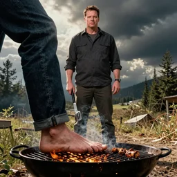 michael scott grilling his foot, comic book