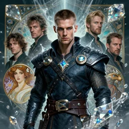 portrait of a young cyberpunk viking man, fantasy, regal, fractal crystal, fractal gems, by stanley artgerm lau, greg rutkowski, thomas kindkade, alphonse mucha, loish, norman rockwell.