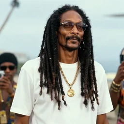 cinematic film still of Snoop Dogg as Bob Marley, candid photo, 1999, Jamaica, shallow depth of field, close up photograph, epic lighting
