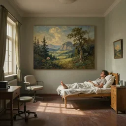 the perfect room for the diseased patients, a jen zee painting
