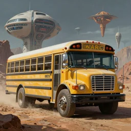 moebius and ralph mcquarrie style retro garbage truck, school bus, truck, futuristic sci - fi painting, star wars dune, the incal