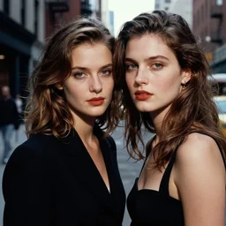 a photo of a two very beautiful women in a street of new york, by saul leiter, photography, detailed, beautiful, real, extremely precise, elegant