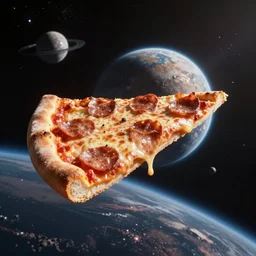 a single slice of pizza spaceship in orbit over a single planet space starwars 3 d render starwars clonewars 4 k atmospheric cinematic shot octane render high definition