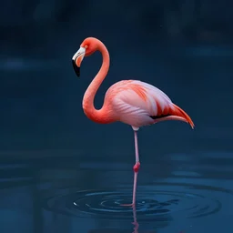 A flamingo on water under the night sky, calm, digital painting, artstationHQ, 4k, high-quality, atmospheric