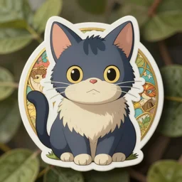 don bluth cute cat sticker design, natural lighting, path traced, highly detailed, high quality, digital painting, by ross tran and studio ghibli and alphonse mucha, artgerm