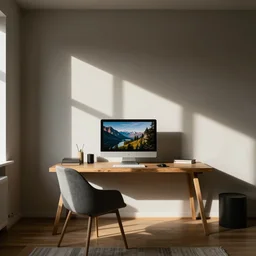 cozy bauhaus room interior design with computer