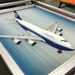 a silk screen of a Boeing 747