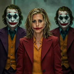 film still of Jennifer Aniston as The Joker in The Dark Knight, 4k