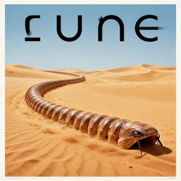 vintage movie poster of dune, sand worm, by ruan jia