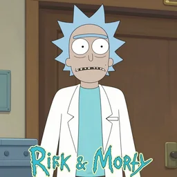 Bill Murray playing Rick Sanchez, with spikey grey hair, and wearing a white lab coat, real-life action movie of Rick & Morty announced, poster art