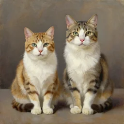 两 只 猫, oil painting