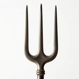 luxurious pitchfork, high detail macro photography, isolated on a pure white background, centered, entire object in frame, sharp focus, soft studio lighting