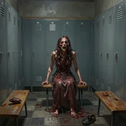 ultra realistic painting a horrifying locker room, art by mark simonetti,, thick atmosphere 4 k, highly detailed, epic lighting