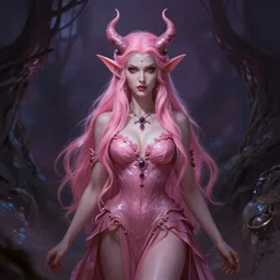 pink vampire sea witch cecaelia, digital painting, photorealistic, cinematic, detailed