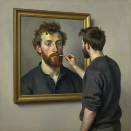 painting of a painting a man inside a painting a man painting a picture of himself by emile friant