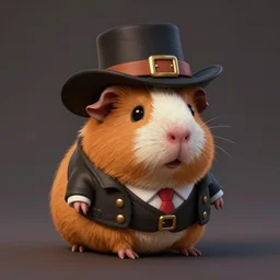 cute little anthropomorphic Guinea Pig wearing Gangster outfit, ultra wide lens shot , tiny, small,  short, cute and adorable, pretty, beautiful, DnD character art portrait, matte fantasy painting, DeviantArt Artstation, by Jason Felix by Steve Argyle by Tyler Jacobson by Peter Mohrbacher, cinematic lighting