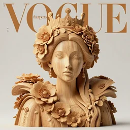a sculpture made of wood and flower, portrait, queen, future, fairy, harper's bazaar, vogue, magazine, insanely detailed and intricate, concept art, ornate, luxury, elite, elegant, trending on artstation, by Ruan Jia, Kenneth Willardt, Ross Tran, WLOP, Andrei Riabovitchev.